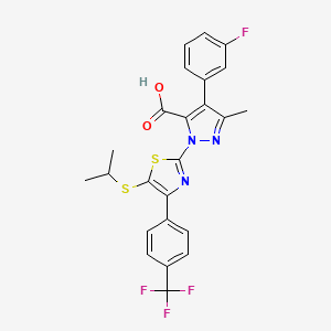 molecular formula C24H19F4N3O2S2 B12393286 4-(3-Fluorophenyl)-5-methyl-2-[5-propan-2-ylsulfanyl-4-[4-(trifluoromethyl)phenyl]-1,3-thiazol-2-yl]pyrazole-3-carboxylic acid 