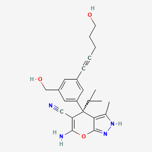 (4R)-6-amino-4-[3-(hydroxymethyl)-5-(5-hydroxypent-1-ynyl)phenyl]-3-methyl-4-propan-2-yl-2H-pyrano[2,3-c]pyrazole-5-carbonitrile