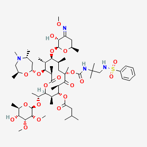 molecular formula C60H100N4O20S B12393553 [(2S,3R,4R,5R,7S,9S,10S,11R,12S,13R)-7-[[1-(benzenesulfonamido)-2-methylpropan-2-yl]carbamoyloxy]-2-[(1R)-1-[(2S,3R,4R,5R,6R)-5-hydroxy-3,4-dimethoxy-6-methyloxan-2-yl]oxyethyl]-10-[(2S,3R,4Z,6R)-3-hydroxy-4-methoxyimino-6-methyloxan-2-yl]oxy-3,5,7,9,11,13-hexamethyl-6,14-dioxo-12-[[(2S,5R,7R)-2,4,5-trimethyl-1,4-oxazepan-7-yl]oxy]-oxacyclotetradec-4-yl] 3-methylbutanoate 