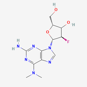 molecular formula C12H17FN6O3 B12393647 (2R,4R,5R)-5-[2-amino-6-(dimethylamino)purin-9-yl]-4-fluoro-2-(hydroxymethyl)oxolan-3-ol 