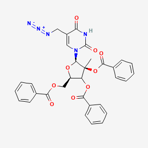 molecular formula C32H27N5O9 B12393688 [(2R,4S,5R)-5-[5-(azidomethyl)-2,4-dioxopyrimidin-1-yl]-3,4-dibenzoyloxy-4-methyloxolan-2-yl]methyl benzoate 