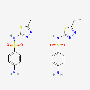 molecular formula C19H22N8O4S4 B1239377 Sulfaethidole, sulfamethizole drug combination CAS No. 51484-73-2