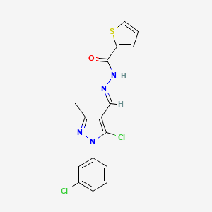 N-[(E)-[5-chloro-1-(3-chlorophenyl)-3-methylpyrazol-4-yl]methylideneamino]thiophene-2-carboxamide