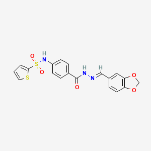 molecular formula C19H15N3O5S2 B1239393 N-[(E)-1,3-苯二氧杂环-5-基亚甲基氨基]-4-(噻吩-2-基磺酰氨基)苯甲酰胺 