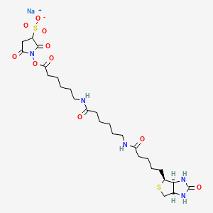 molecular formula C26H40N5NaO10S2 B12394050 2,5-Dioxo-1-((6-(6-(5-((3aS,4S,6aR)-2-oxohexahydro-1H-thieno[3,4-d]imidazol-4-yl)pentanamido)hexanamido)hexanoyl)oxy)pyrrolidine-3-sulfonic acid, sodium salt 