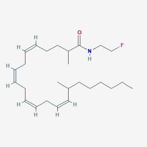 molecular formula C26H44FNO B1239406 (+/-)N-(2-fluro-ethyl)-2,16-dimethyl-5Z,8Z,11Z,14Z-docosatetraenoyl amine 