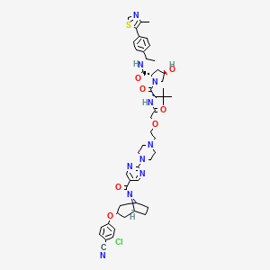 molecular formula C50H61ClN10O7S B12394070 (2S,4R)-1-[(2S)-2-[[2-[2-[4-[5-[(5S)-3-(3-chloro-4-cyanophenoxy)-8-azabicyclo[3.2.1]octane-8-carbonyl]pyrimidin-2-yl]piperazin-1-yl]ethoxy]acetyl]amino]-3,3-dimethylbutanoyl]-4-hydroxy-N-[(1S)-1-[4-(4-methyl-1,3-thiazol-5-yl)phenyl]ethyl]pyrrolidine-2-carboxamide 