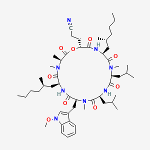 cyclo[N(Me)Ala-D-OAbu(CN)-Leu(4R-5-Pr)-N(Me)Leu-Leu-N(Me)Trp(OMe)-Leu(4R-5-Pr)]