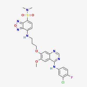 molecular formula C26H25ClFN7O5S B12394234 7-[3-[4-(3-chloro-4-fluoroanilino)-6-methoxyquinazolin-7-yl]oxypropylamino]-N,N-dimethyl-2,1,3-benzoxadiazole-4-sulfonamide 