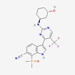 7-dimethylphosphoryl-3-[2-[[(1S,3S)-3-hydroxycyclohexyl]amino]-5-(trifluoromethyl)pyrimidin-4-yl]-1H-indole-6-carbonitrile