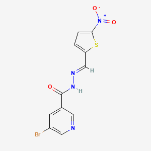 molecular formula C11H7BrN4O3S B1239449 5-bromo-N'-[(E)-(5-nitrothiophen-2-yl)methylidene]pyridine-3-carbohydrazide 