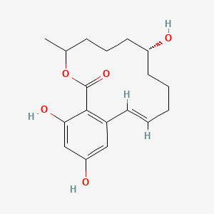 molecular formula C18H24O5 B1239451 (8R,12E)-8,16,18-trihydroxy-4-methyl-3-oxabicyclo[12.4.0]octadeca-1(14),12,15,17-tetraen-2-one 