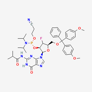 N-[9-[(2R,3R,5R)-5-[[bis(4-methoxyphenyl)-phenylmethoxy]methyl]-3-[2-cyanoethoxy-[di(propan-2-yl)amino]phosphanyl]oxy-4-fluorooxolan-2-yl]-6-oxo-1H-purin-2-yl]-2-methylpropanamide