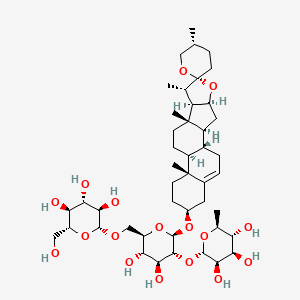 molecular formula C45H72O17 B12394627 (2S,3R,4R,5R,6S)-2-[(2R,3R,4S,5S,6R)-4,5-dihydroxy-2-[(1S,2S,4S,5'R,6R,7S,8R,9S,12S,13R,16S)-5',7,9,13-tetramethylspiro[5-oxapentacyclo[10.8.0.02,9.04,8.013,18]icos-18-ene-6,2'-oxane]-16-yl]oxy-6-[[(2R,3R,4S,5S,6R)-3,4,5-trihydroxy-6-(hydroxymethyl)oxan-2-yl]oxymethyl]oxan-3-yl]oxy-6-methyloxane-3,4,5-triol 