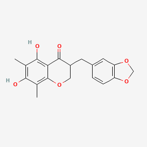 molecular formula C19H18O6 B1239474 3-(1,3-Benzodioxol-5-ylmethyl)-5,7-dihydroxy-6,8-dimethyl-2,3-dihydrochromen-4-one 