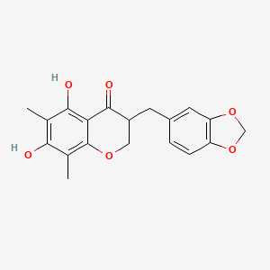 3-(1,3-Benzodioxol-5-ylmethyl)-5,7-dihydroxy-6,8-dimethyl-2,3-dihydrochromen-4-one