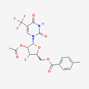 molecular formula C20H18F4N2O7 B12394860 [(2R,4R,5R)-4-acetyloxy-5-[2,4-dioxo-5-(trifluoromethyl)pyrimidin-1-yl]-3-fluorooxolan-2-yl]methyl 4-methylbenzoate 