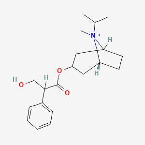 molecular formula C20H30NO3+ B1239490 3-hydroxy-2-phenylpropanoic acid [(5R)-8-methyl-8-propan-2-yl-8-azoniabicyclo[3.2.1]octan-3-yl] ester 