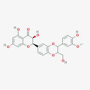 molecular formula C25H22O10 B1239495 (2R,3S)-3,5,7-trihydroxy-2-[3-(4-hydroxy-3-methoxyphenyl)-2-(hydroxymethyl)-2,3-dihydro-1,4-benzodioxin-6-yl]-2,3-dihydrochromen-4-one 