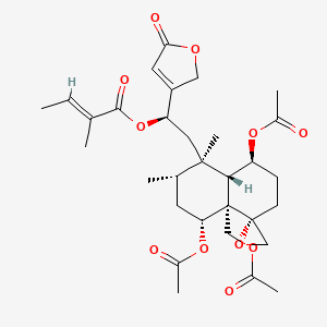 molecular formula C31H42O11 B12395011 [(1R)-2-[(1R,2S,4R,4aS,5S,8S,8aS)-4,8-diacetyloxy-4a-(acetyloxymethyl)-1,2-dimethylspiro[3,4,6,7,8,8a-hexahydro-2H-naphthalene-5,2'-oxirane]-1-yl]-1-(5-oxo-2H-furan-3-yl)ethyl] (E)-2-methylbut-2-enoate 