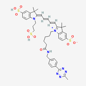 molecular formula C44H51N7O10S3 B12395024 2-[(1E,3E,5Z)-5-[3,3-dimethyl-5-sulfo-1-(3-sulfopropyl)indol-2-ylidene]penta-1,3-dienyl]-3,3-dimethyl-1-[6-[[4-(6-methyl-1,2,4,5-tetrazin-3-yl)phenyl]methylamino]-6-oxohexyl]indol-1-ium-5-sulfonate 