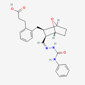 molecular formula C24H27N3O4 B1239513 3-[2-[[(1S,2R,3R,4R)-3-[(Z)-(phenylcarbamoylhydrazinylidene)methyl]-7-oxabicyclo[2.2.1]heptan-2-yl]methyl]phenyl]propanoic acid 