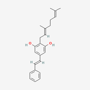 2-[(2E)-3,7-Dimethyl-2,6-octadienyl]-5-[(1E)-2-phenylethenyl]-1,3-benzenediol