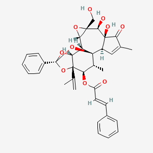 molecular formula C36H36O10 B1239520 [(1S,2R,6S,7S,8R,10S,11S,12R,14S,16S,17R,18R)-6,7-Dihydroxy-8-(hydroxymethyl)-4,18-dimethyl-5-oxo-14-phenyl-16-prop-1-en-2-yl-9,13,15,19-tetraoxahexacyclo[12.4.1.01,11.02,6.08,10.012,16]nonadec-3-en-17-yl] (E)-3-phenylprop-2-enoate CAS No. 55319-39-6