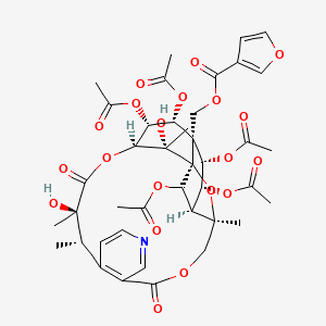 molecular formula C41H47NO20 B12395222 [(1S,3R,13S,14R,17S,18R,19R,20R,21S,22R,23R,25S)-18,19,21,22,24-pentaacetyloxy-14,25-dihydroxy-3,13,14,25-tetramethyl-6,15-dioxo-2,5,16-trioxa-9-azapentacyclo[15.7.1.01,20.03,23.07,12]pentacosa-7(12),8,10-trien-20-yl]methyl furan-3-carboxylate 