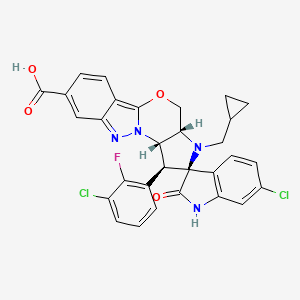 (2'S,3S,3'S,6'R)-6-chloro-3'-(3-chloro-2-fluorophenyl)-5'-(cyclopropylmethyl)-2-oxospiro[1H-indole-3,4'-8-oxa-1,5,16-triazatetracyclo[7.7.0.02,6.010,15]hexadeca-9,11,13,15-tetraene]-13'-carboxylic acid