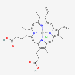 molecular formula C34H32ClCrN4O4 B12395313 3-[18-(2-carboxyethyl)-8,12-bis(ethenyl)-3,7,13,17-tetramethylporphyrin-21,23-diid-2-yl]propanoic acid;chlorochromium(2+) 