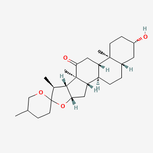 molecular formula C27H42O4 B1239538 (1R,2S,4S,7S,8R,9S,12S,13S,16S,18S)-16-hydroxy-5',7,9,13-tetramethylspiro[5-oxapentacyclo[10.8.0.02,9.04,8.013,18]icosane-6,2'-oxane]-10-one 