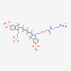 molecular formula C37H48N6O10S3 B12395390 3-[2-[(1E,3E,5E)-5-[1-[6-(3-azidopropylamino)-6-oxohexyl]-3,3-dimethyl-5-sulfoindol-2-ylidene]penta-1,3-dienyl]-3,3-dimethyl-5-sulfoindol-1-ium-1-yl]propane-1-sulfonate 