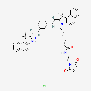 6-[(2Z)-1,1-dimethyl-2-[(2E)-2-[3-[(E)-2-(1,1,3-trimethylbenzo[e]indol-3-ium-2-yl)ethenyl]cyclohex-2-en-1-ylidene]ethylidene]benzo[e]indol-3-yl]-N-[2-(2,5-dioxopyrrol-1-yl)ethyl]hexanamide;chloride