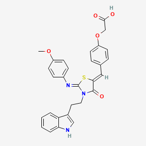 [4-({3-[2-(1H-indol-3-yl)ethyl]-2-[(4-methoxyphenyl)imino]-4-oxo-1,3-thiazolidin-5-ylidene}methyl)phenoxy]acetic acid