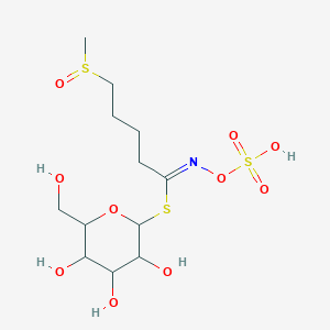 molecular formula C12H23NO10S3 B1239564 beta-D-Glucopyranose, 1-thio-, 1-(5-(methylsulfinyl)-N-(sulfooxy)pentanimidate) 