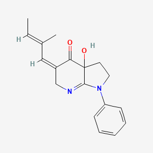 molecular formula C18H20N2O2 B1239575 (5Z)-3a-hydroxy-5-[(E)-2-methylbut-2-enylidene]-1-phenyl-3,6-dihydro-2H-pyrrolo[2,3-b]pyridin-4-one 
