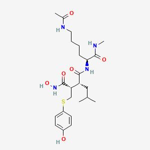 molecular formula C24H38N4O6S B1239580 (2R,3S)-N-[(2S)-6-acetamido-1-(methylamino)-1-oxohexan-2-yl]-N'-hydroxy-3-[(4-hydroxyphenyl)sulfanylmethyl]-2-(2-methylpropyl)butanediamide CAS No. 157726-04-0