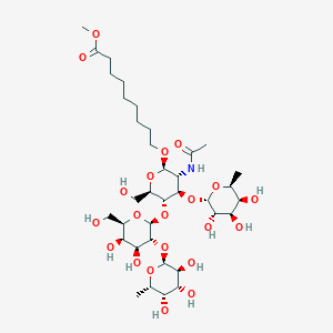 methyl 8-{[alpha-L-fucopyranosyl-(1->3)-[alpha-L-fucopyranosyl-(1->2)-beta-D-galactopyranosyl-(1->4)]-2-acetamido-2-deoxy-beta-D-glucopyranosyl]oxy}octanoate