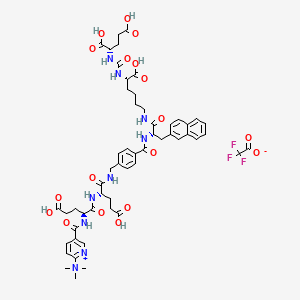 molecular formula C54H64F3N9O18 B12395898 [5-[[(2S)-4-carboxy-1-[[(2S)-4-carboxy-1-[[4-[[(2S)-1-[[(5S)-5-carboxy-5-[[(1S)-1,3-dicarboxypropyl]carbamoylamino]pentyl]amino]-3-naphthalen-2-yl-1-oxopropan-2-yl]carbamoyl]phenyl]methylamino]-1-oxobutan-2-yl]amino]-1-oxobutan-2-yl]carbamoyl]pyridin-2-yl]-trimethylazanium;2,2,2-trifluoroacetate 