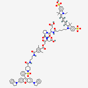 molecular formula C102H111N10O21S3+ B12395965 1-[6-[[(2S)-1-[(2S)-2-[[(2S)-4-[4-[3-[[1-[2-[3,6-bis(2,3-dihydroindol-1-yl)xanthen-10-ium-9-yl]phenyl]sulfonylpiperidine-4-carbonyl]amino]propylcarbamoyl]-2,6-dimethylbenzoyl]oxy-1-carboxy-3-oxobutan-2-yl]carbamoyl]pyrrolidin-1-yl]-4-carboxy-1-oxobutan-2-yl]amino]-6-oxohexyl]-2-[(1E,3E,5Z)-5-(1-ethyl-3,3-dimethyl-5-sulfoindol-2-ylidene)penta-1,3-dienyl]-3,3-dimethylindol-1-ium-5-sulfonate 