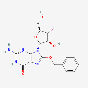 molecular formula C17H18FN5O5 B12396063 2-amino-9-[(2R,3R,5R)-4-fluoro-3-hydroxy-5-(hydroxymethyl)oxolan-2-yl]-8-phenylmethoxy-1H-purin-6-one 