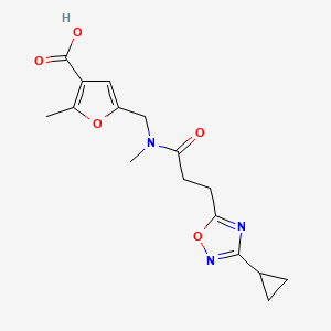 5-[[3-(3-Cyclopropyl-1,2,4-oxadiazol-5-yl)propanoyl-methylamino]methyl]-2-methylfuran-3-carboxylic acid