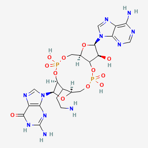 molecular formula C22H29N11O12P2 B12396146 2-amino-9-[(1S,6R,8R,9S,15S,17R)-18-(2-aminoethyl)-8-(6-aminopurin-9-yl)-3,9,12-trihydroxy-3,12-dioxo-2,4,7,11,13,16-hexaoxa-3lambda5,12lambda5-diphosphatricyclo[13.2.1.06,10]octadecan-17-yl]-1H-purin-6-one 