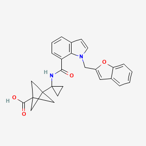 molecular formula C27H24N2O4 B12396259 3-[1-[[1-(1-Benzofuran-2-ylmethyl)indole-7-carbonyl]amino]cyclopropyl]bicyclo[1.1.1]pentane-1-carboxylic acid 