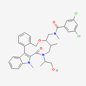 molecular formula C33H35Cl2N3O4 B12396278 3,5-dichloro-N-[[13-(1-hydroxypropan-2-yl)-11,16-dimethyl-14-oxo-9-oxa-13,16-diazatetracyclo[13.7.0.02,7.017,22]docosa-1(15),2,4,6,17,19,21-heptaen-10-yl]methyl]-N-methylbenzamide 