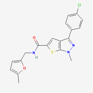 molecular formula C19H16ClN3O2S B1239629 3-(4-chlorophenyl)-1-methyl-N-[(5-methyl-2-furanyl)methyl]-5-thieno[2,3-c]pyrazolecarboxamide 