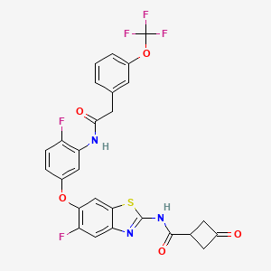 N-(5-Fluoro-6-(4-fluoro-3-(2-(3-(trifluoromethoxy)phenyl)acetamido)phenoxy)benzo[d]thiazol-2-yl)-3-oxocyclobutane-1-carboxamide