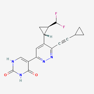 molecular formula C17H14F2N4O2 B12396395 5-[6-(2-cyclopropylethynyl)-5-[(1R,2R)-2-(difluoromethyl)cyclopropyl]pyridazin-3-yl]-1H-pyrimidine-2,4-dione 