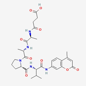 molecular formula C30H39N5O9 B12396463 4-[[(2S)-1-[[(2S)-1-[(2S)-2-[[(2S)-3-Methyl-1-[(4-methyl-2-oxochromen-7-yl)amino]-1-oxobutan-2-yl]carbamoyl]pyrrolidin-1-yl]-1-oxopropan-2-yl]amino]-1-oxopropan-2-yl]amino]-4-oxobutanoic acid 